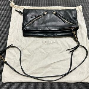 Stella & Dot COVET Waverly black leather clutch or crossbody bag